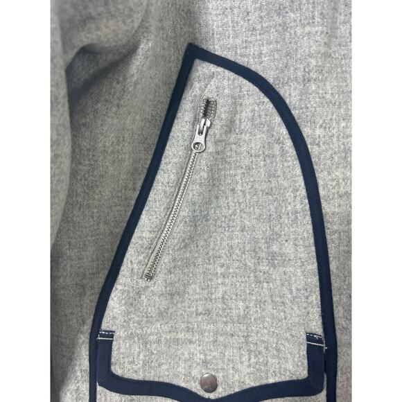 J Crew Coat 4 Gray Italian Stadium Cloth Nello Gori Wool Quilt Lined Fur Trim - Picture 5 of 14